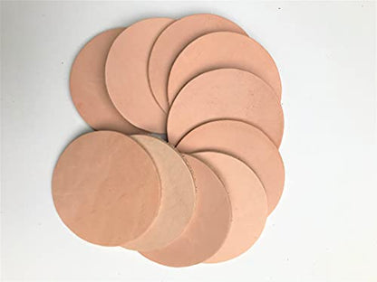 Dangerous Threads 18-Pack Veg Vegetable Tan Cowhide Leather 3 1/4" Round Rounders: Coaster, Carving, Dying, Stamping, Laser Engraving
