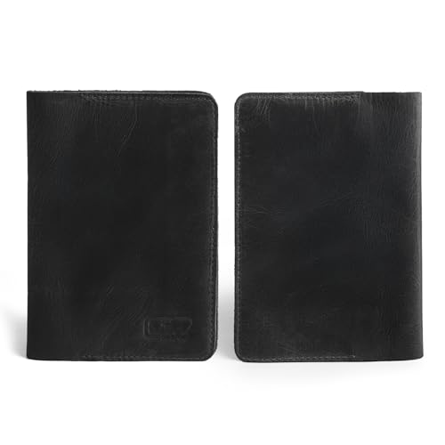 Leather Field Notes Cover, Leather Notebook Cover 3.5 x 5.5 in. with Card and Pen Holder, Handmade Protective Storage for Pocket Moleskine Journal Cover, Book & Notebooks, Notepad Wallet for Travelers (Charcoal Black) - color: Charcoal Black