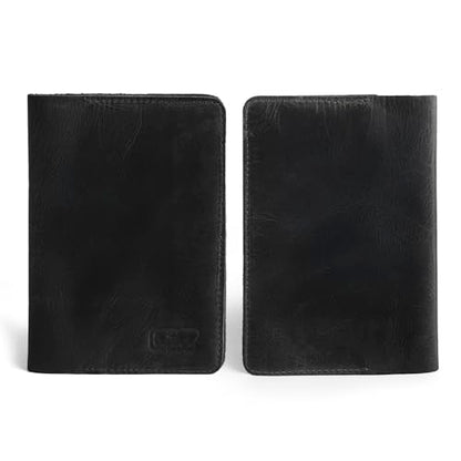 Leather Field Notes Cover, Leather Notebook Cover 3.5 x 5.5 in. with Card and Pen Holder, Handmade Protective Storage for Pocket Moleskine Journal Cover, Book & Notebooks, Notepad Wallet for Travelers (Charcoal Black) - color: Charcoal Black
