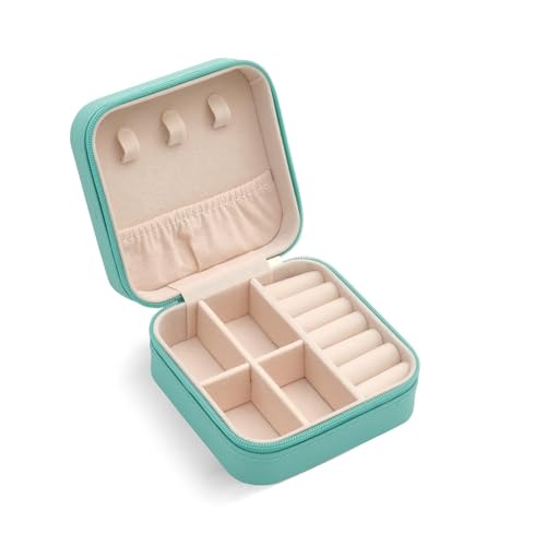 TRODANCE Mini Jewelry Travel Case, Small Portable Jewellry Organizer Box Portable Display Storage Box for Rings Earrings Necklaces, Gifts for Girl, Women, Wedding, Birthday, Mom, Mother's Day (Blue) - color: 1 pack - blue