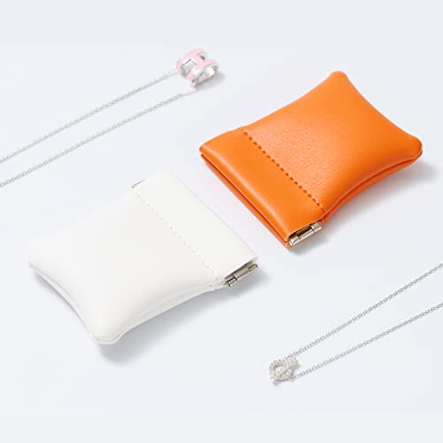 2 Pack PU Leather Slim Engagement Wedding Ring Pouch Leather Jewelry Pouch Christmas,Wedding Party Favor Gift Bag(Pearl White) - color: Pearl White, size: 2.99" x 2.56"