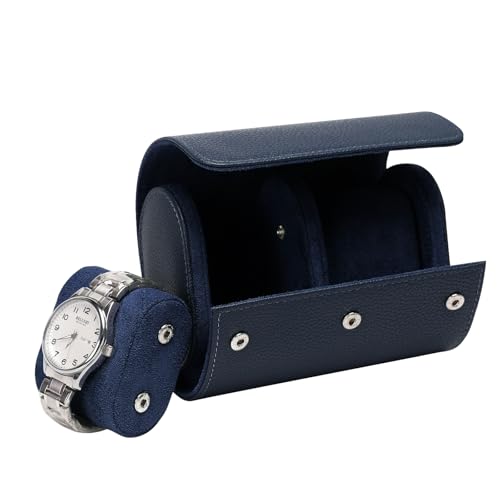 2 Slot Watch Case, Watch Roll Travel PU Leather Box, Watch Storage Case | for Men & Women, Watch Gift Box with Pillow, Portable Organizer for iWatch Smartwatches and Mechanical Watches Storage, Blue - color: Blue, size: 2 Slot