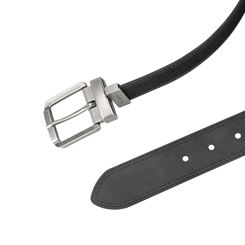 Columbia Men's 2-in-1 Reversible Casual Leather Belt – Versatile Everyday Style, Dual-sided Strap - color: Black/Black Canvas, size: Medium (34-36)