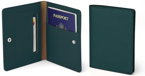 carrotez Premium RFID Blocking Leather Passport Holder & Wallet –Dark Green - color: Dark Green