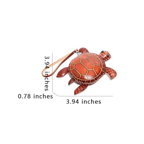3D Turtle Shaped Leather Coin Purse, Cute Animal Wristlet Pouch for Change, Cards &Keys, Novelty Cartoon Mini Clutch Handbag (Brown) - color: Brown