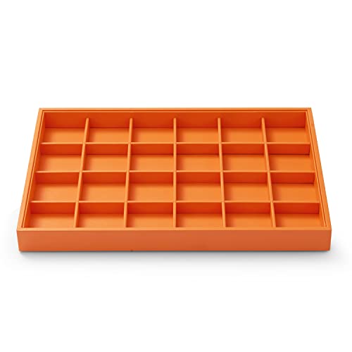 Oirlv 24-Compartment Stackable Jewelry Organizer Tray,Orange | 24 Divided Compartments,Small-Jewelry Sorting,Stackable Storage,Drawer Organization,13.8×9.5Inch - color: Orange, size: 24 Grid Tray