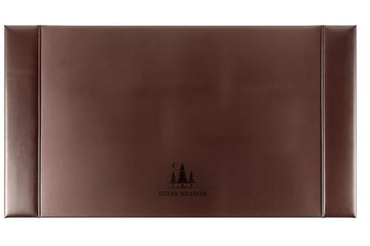 Professional Leather Desk Mat Brown Writing Surface, Raised Edge Stitching Desk Protector, Large Leather Executive Desk Pad (30" x 18")