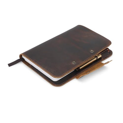 XL Leather Journal Cover 7.5 X 9.75 In With Dual Button, Brown - size: XL (7.5 x 9.75 In), style: Short Flap Double Button