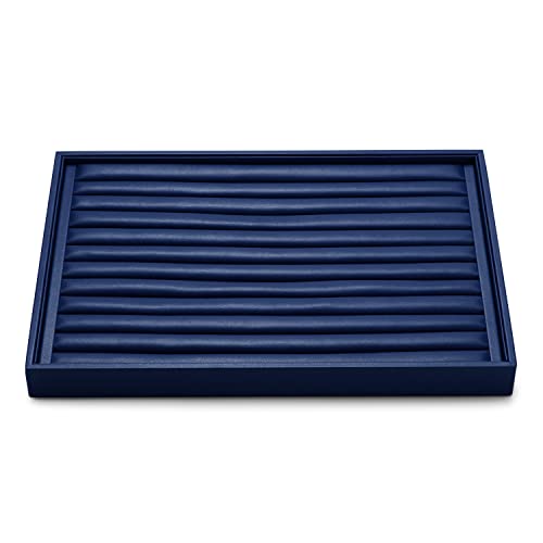 Oirlv Stackable Faux Leather Ring Organizer Tray,Blue | Upright Ring Display,Defined Slot Rows,Stackable Storage,Quick Jewelry Selection,13.8×9.5Inch - color: Blue, size: Ring Tray