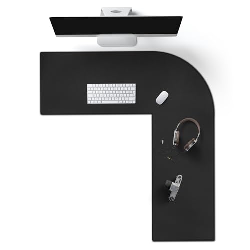 Cacoy L-Shape Desk Mat, 35.4"x39.4" Leather Corner Computer Desk Pad, Black | Waterproof L-Shaped Office Desk Pad Blotters, PU Leather Corner Desk Cover Mat, L Shaped Gaming Mouse Pad for Office and Home - size: 39.4" x 35.4"