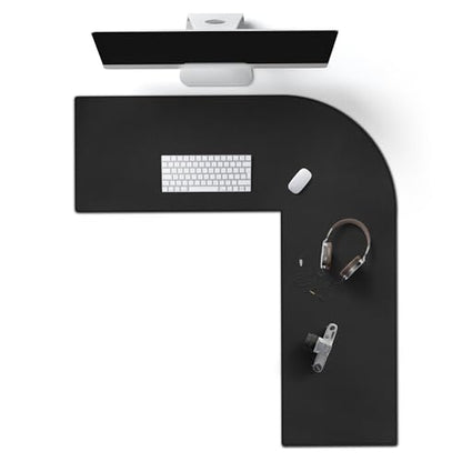 Cacoy L-Shape Desk Mat, 35.4"x39.4" Leather Corner Computer Desk Pad, Black | Waterproof L-Shaped Office Desk Pad Blotters, PU Leather Corner Desk Cover Mat, L Shaped Gaming Mouse Pad for Office and Home - size: 39.4" x 35.4"