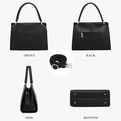 KOGTLA Lychee-textured Vegan Leather Purses for Women, Sturdy Ladies Handbags with Adjustable Satchel Strap, Tote Hobo Bags | Lychee-textured - color: Black