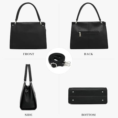 KOGTLA Lychee-textured Vegan Leather Purses for Women, Sturdy Ladies Handbags with Adjustable Satchel Strap, Tote Hobo Bags | Lychee-textured - color: Black