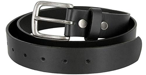 Genuine Full Grain Leather Belt Casual Jean Belt 1-1/4", 1-3/8", 1-1/2" Wide, Made In USA - color: 35mm-black, size: 46