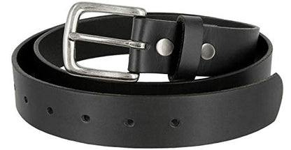 Genuine Full Grain Leather Belt Casual Jean Belt 1-1/4", 1-3/8", 1-1/2" Wide, Made In USA - color: 35mm-black, size: 46