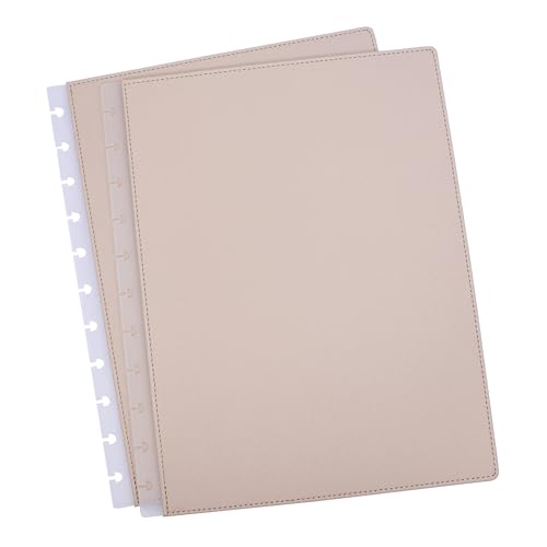 Hard PU Leather Discbound Notebook Covers Letter 1 Pair(Khaki) | Waterproof Luxury PU Leather 11 Mushroom Holes Business Journal Cover Compatible with Circa Arc TUL and Happy Planner etc. - color: Khaki, size: Letter