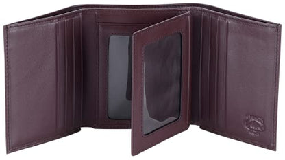 Stealth Mode Trifold Wallet for Men RFID Blocking – Genuine Napa Leather Extra Capacity Mens Wallet, 11 Card Slots, 3 ID Windows, Flip Out ID Holder, Large Tri Fold Leather Wallet for Men - Gift Ready | Top grain Napa leather, 3 ID windows, 11 card slots