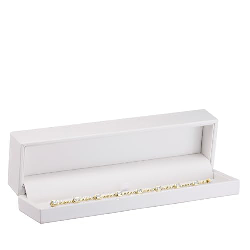 Luxury Soft Leather Bracelet Box for Jewelry - Necklace & Bracelet Case with Leather Interior - Elegant Jewelry Necklace Box for Women & Men - Exquisite Jewelry Gift Box by AllurePack - color: White, size: Bracelet Box