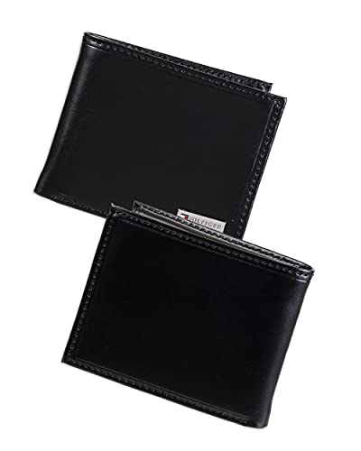 Tommy Hilfiger Men's Leather Orson RFID Bifold Wallet with Removable Passcase - color: Black