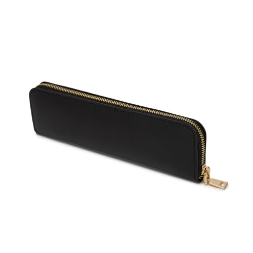 PU Leather Pencil Case Organizer Compact Design Lightweight Stylish Storage Solution for School Supplies (Black,Polyurethane (PU)) - color: Black
