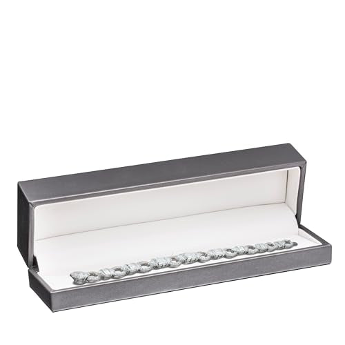 Luxury Soft Leather Bracelet Box for Jewelry - Necklace & Bracelet Case with Leather Interior - Elegant Jewelry Necklace Box for Women & Men - Exquisite Jewelry Gift Box by AllurePack - color: Charcoal Grey, size: Bracelet Box