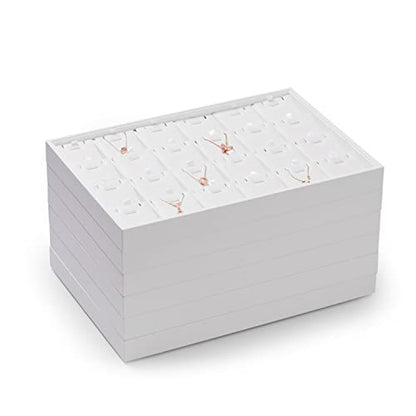 White PU Leather Ring Stud Earring Jewelry Display Organizer Tray | Easy-clean scratch-proof PU leather tray, orderly storage for rings earrings, for home vanity & retail holiday jewelry gifts - size: 11 Slot