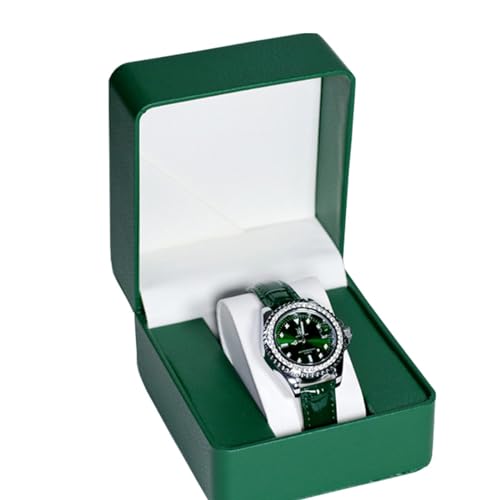 Watch Box, PU Leather Watch Case, Gift Boxs With Cushion For Most Watches, Smart Watch & jewelry,Watch Organizer as Gifts For Birthday, Men and Women (1, Green) - color: Green