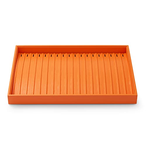 Oirlv Stackable Necklace and Bracelet Organizer Tray,Orange | Anti-Tangle Sections,Necklace and Bracelet Display,Stackable Storage,Drawer Organization,13.8×9.5Inch - color: Orange, size: Necklace/Bracelet Tray