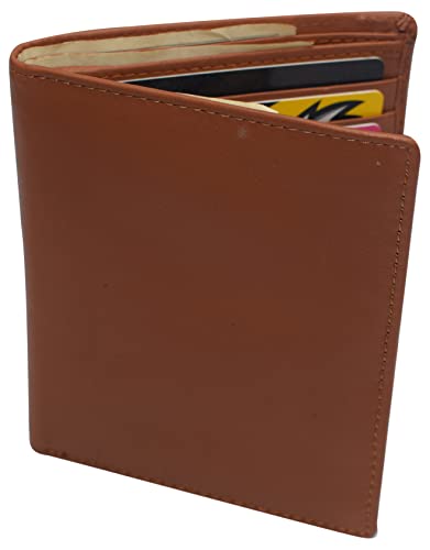 MARSHAL Extra Capicity RFID Blocking Bifold Hipster Credit Card Wallet Premium Leather (CN Tan) - color: CN Tan