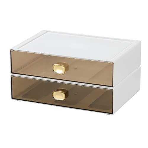 Desktop Storage Drawers, Plastic Countertop Printer Paper Organizer | White 2 Large Deep Drawers for Office Supplies, On Counter Acrylic Organizer for Craft Storage File Cabinet, Home Improvement - color: 2 Large Drawers, White