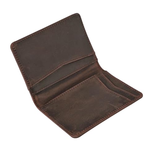 Mens Slim Minimalist Leather Wallet, Thin Bifold Credit Card Wallet for Men - color: Dark Brown