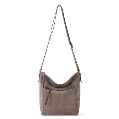 The Sak Ashland Crossbody Purse - Women's Leather Handbag For Everyday & Travel - Cross Body With Adjustable Shoulder Strap - color: Mushroom Suede