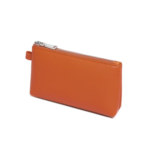 Small Makeup Bag for Purse, Leather Cosmetic (Vitality Orange) - color: PU/Vitality Orange