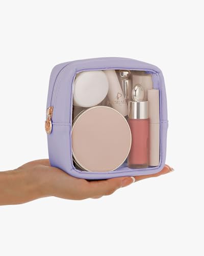 Pocmimut Clear Makeup Bag, Easy to Find Mini Makeup Bag for Purse, Travel Makeup Bag for Car, Compact Cosmetic Pouch for Daily Essentials,Purple - color: Purple, style: Mini