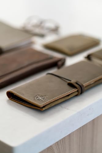 WANDERINGS Genuine Leather Passport Wallet - 4.25 x 9 - Large Leather Passport Holder for Travel - Folding Leather Travel Wallet Case with RFID Blocking, Travel Organizer for Men and Women - style: Tall