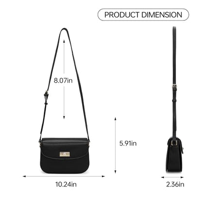 Flap Saddle Crossbody Bag for Women Small Trendy Shoulder Purse | Adjustable Shoulder Strap, Multi‑Pocket,Vegan leather,Divided Main Compartment,Travel Everyday Going Out Work - color: Black