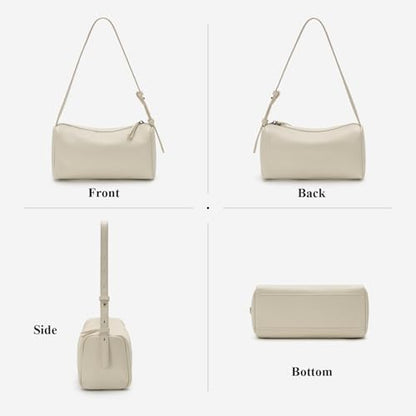 Premium Full Grain Cowhide Leather Crossbody Hobo Bags for Women, Adjustable Strap Shoulder Purses - color: White