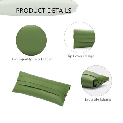 Faux Leather Pen and Pencil Case with Tuck in Flap Stationery Bag for Student Lightweight Design (Faux Leather,Khaki/FL) - color: Khaki/FL