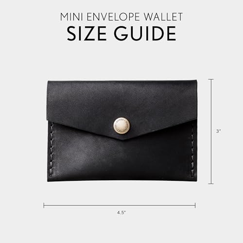 Portland Leather Goods Mini Envelope Wallet for Women – Handmade from the Finest Full-Grain Hides – Features Two Interior Pockets with Secure Snap Closure – Black - color: Black