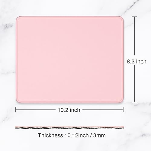 Hsurbtra Pink Mouse Pad, Premium-Textured Square Mousepad 10.2 x 8.3 Inch, Stitched Edge Anti-Slip Waterproof Rubber Pretty Cute Computer Mat for Office Gaming Laptop Women Kids - color: Pink, size: Square Mousepad (10.2" x 8.3")