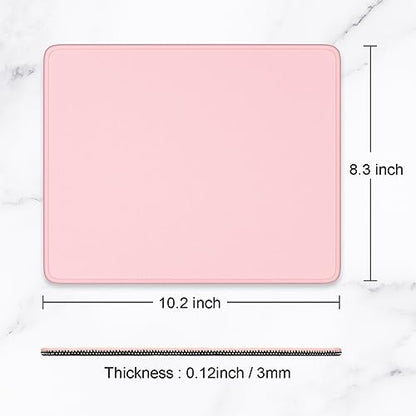 Hsurbtra Pink Mouse Pad, Premium-Textured Square Mousepad 10.2 x 8.3 Inch, Stitched Edge Anti-Slip Waterproof Rubber Pretty Cute Computer Mat for Office Gaming Laptop Women Kids - color: Pink, size: Square Mousepad (10.2" x 8.3")