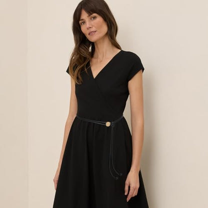 Women Skinny Belts Thin PU Leather Knotted Rope Belt for Dresses | Leather Wrap Belt, Tie Waist Belts, Fit Waist 28"-40" - color: Black