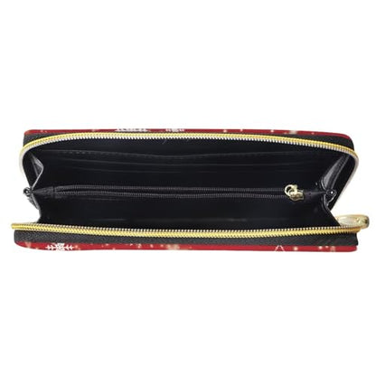 AFPANQZ Long Wallet for Women Slim Purse PU Leather Clutch Zip Around Cards Phone Holder - color: Christmas Cat