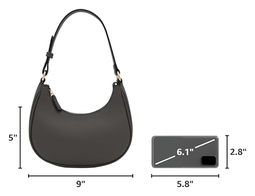 Small Crescent Shoulder Bag Underarm Purse - color: Dark Grey/Dark Grey