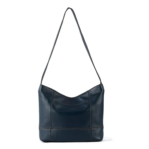 The Sak De Young Hobo Bag - Premium Leather Women's Handbag for Everyday & Travel - Durable, Large Purse With Zipper Pocket - color: Indigo, size: One Size