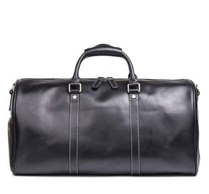 Large Duffel Luggage leather Travel Bag Duffel bag Gym Bag Airplane cabin Approved Carry On Overnight Leather Weekender Mens Duffle Bag For Men and Women 22 Inch (Black)