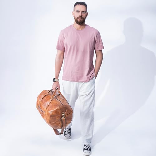 Leather Duffle Gym Sports Bag For Men Women 'The GoalGear' Carry all Luggage Hold all Travel Overnighter Weekender Bag (With Strap)