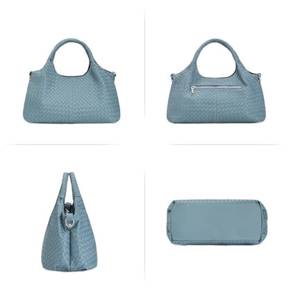 GAEKEAO Vegan Leather Purses for Women Large Shoulder Bag and Handbags Satchel Designer Top Handle Purses Ladies Woven Tote - color: Blue
