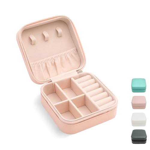 TRODANCE Mini Jewelry Travel Case, Small Portable Jewellry Organizer Box Portable Display Storage Box for Rings Earrings Necklaces, Gifts for Girl, Women, Wedding, Birthday, Mom, Mother's Day (Pink) - color: 1 pack - Pink