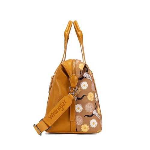Wrangler Duffel Bag for Women Large Travel Weekender Bag Designer Daisy Flower Print Carry On Bags - color: Canvas Cotton-Daisy